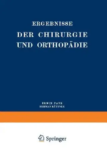 Cover of Ergebnisse Der Chirurgie Und Orthopädie