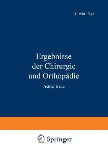 Cover of Ergebnisse Der Chirurgie Und Orthopädie