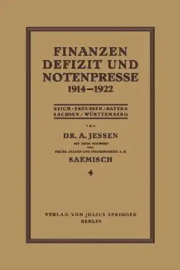 Cover of Finanzen Defizit Und Notenpresse 1914-1922