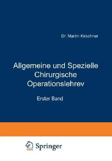 Cover of Allgemeine Und Spezielle Chirurgische Operationslehre