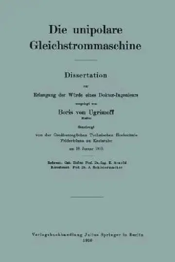 Cover of Die Unipolare Gleichstrommaschine