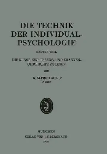 Cover of Die Technik Der Individualpsychologie