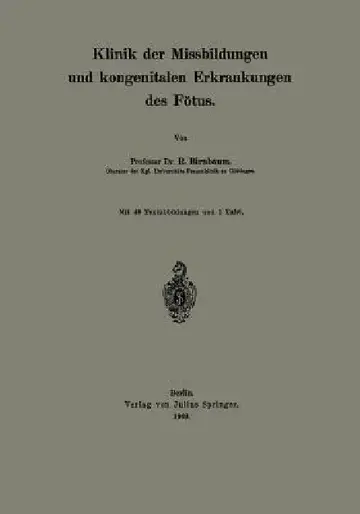 Cover of Klinik Der Missbildungen Und Kongenitalen Erkrankungen Des Fötus