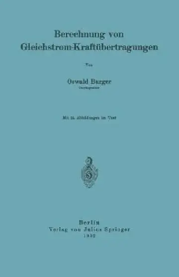 Cover of Berechnung Von Gleichstrom-Kraftübertragungen