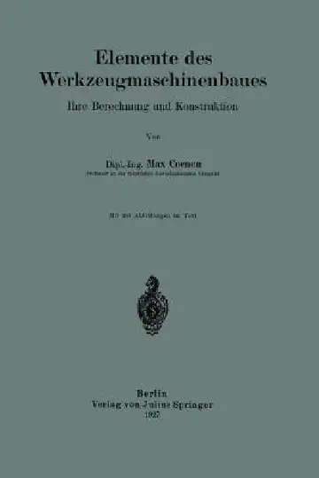 Cover of Elemente Des Werkzeugmaschinenbaues