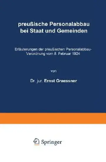 Cover of Preußische Personalabbau Bei Staat Und Gemeinden