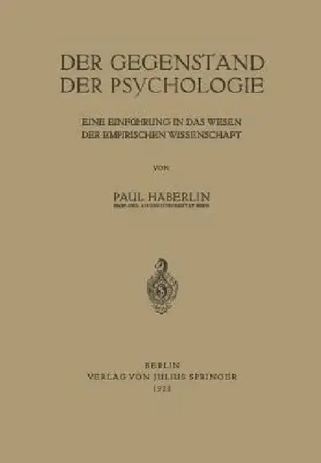 Cover of Der Gegenstand Der Psychologie