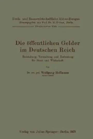Cover of Die Öffentlichen Gelder Im Deutschen Reich