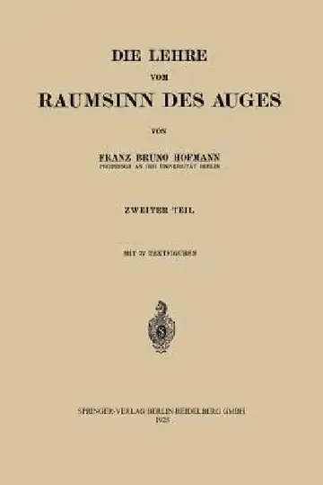 Cover of Die Lehre Vom Raumsinn Des Auges