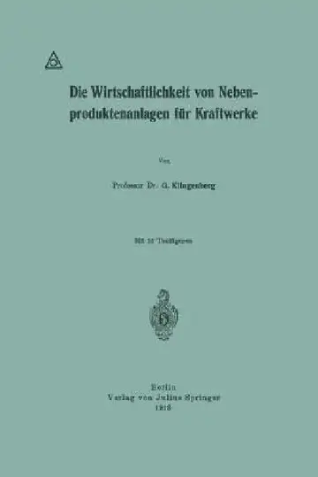Cover of Die Wirtschaftlichkeit Von Nebenproduktenanlagen Für Kraftwerke