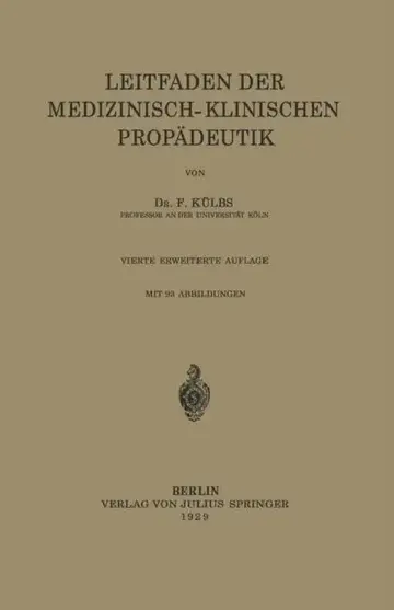 Cover of Leitfaden Der Medizinisch-Klinischen Propädeutik