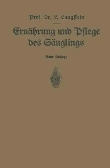 Cover of Ernährung Und Pflege Des Säuglings