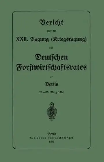 Cover of Bericht Über Die XXII. Tagung (Kriegstagung)