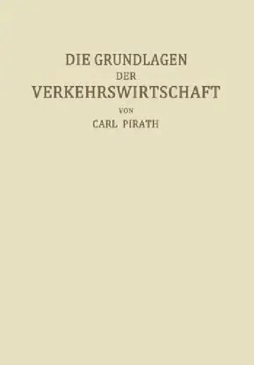 Cover of Die Grundlagen Der Verkehrswirtschaft
