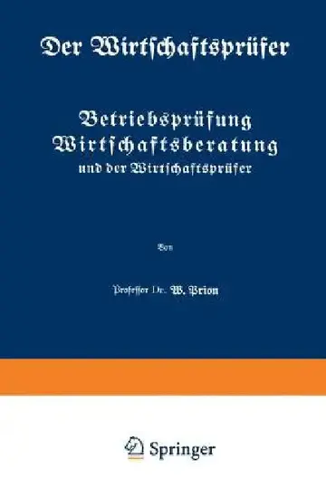 Cover of Betriebsprüfung Wirtschaftsberatung Und Der Wirtschaftsprüfer