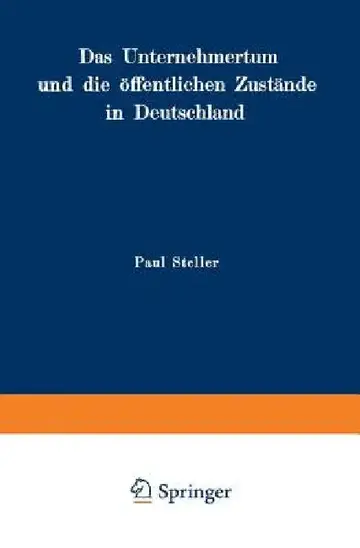 Cover of Das Unternehmertum Und Die Öffentlichen Zustände in Deutschland
