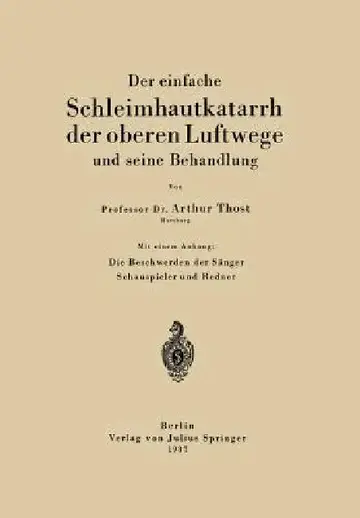 Cover of Der Einfache Schleimhautkatarrh Der Oberen Luftwege Und Seine Behandlung