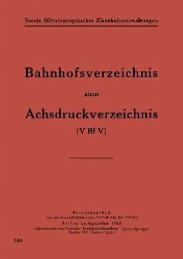 Cover of Bahnhofsverzeichnis Zum Achsdruckverzeichnis