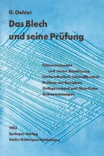 Cover of Das Blech Und Seine Prüfung