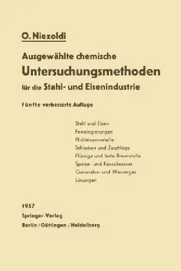Cover of Ausgewählte Chemische Untersuchungsmethoden Für Die Stahl- Und Eisenindustrie