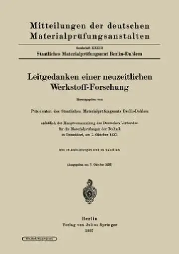 Cover of Leitgedanken Einer Neuzeitlichen Werkstoff-Forschung