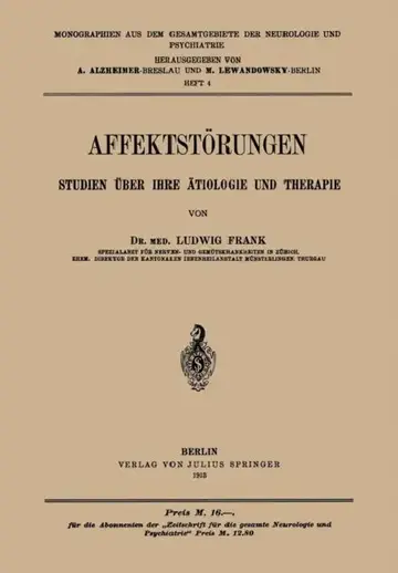 Cover of Affektstörungen Studien Über Ihre Ätiologie Und Therapie