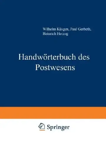Cover of Handwörterbuch Des Postwesens