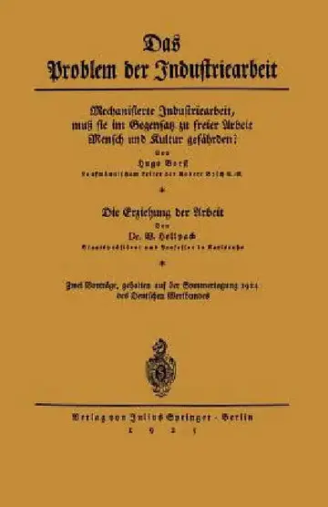 Cover of Das Problem Der Industriearbeit