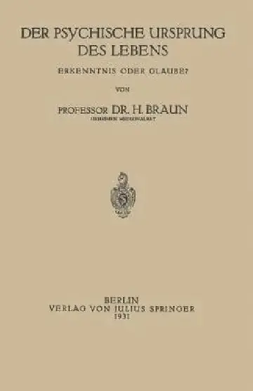 Cover of Der Psychische Ursprung Des Lebens