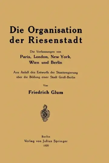 Cover of Die Organisation Der Riesenstadt