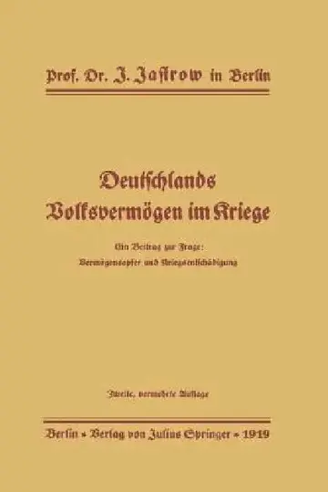 Cover of Deutschlands Volksvermögen Im Kriege
