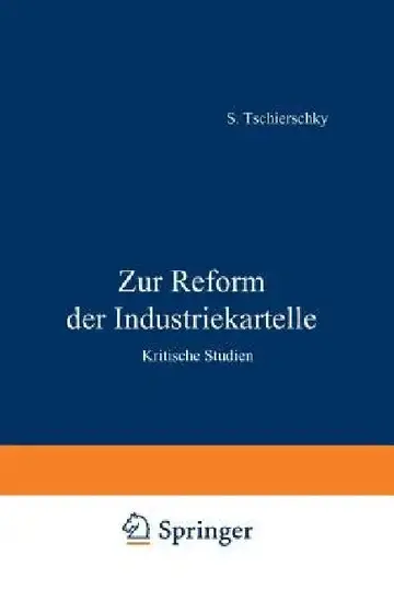 Cover of Zur Reform Der Industriekartelle