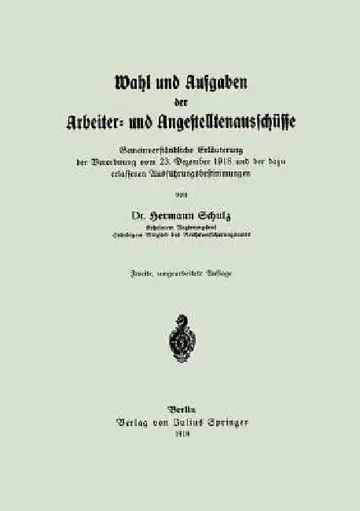 Cover of Wahl Und Aufgaben Der Arbeiter- Und Angestelltenausschüsse