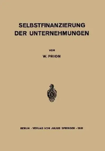 Cover of Selbstfinanzierung Der Unternehmungen