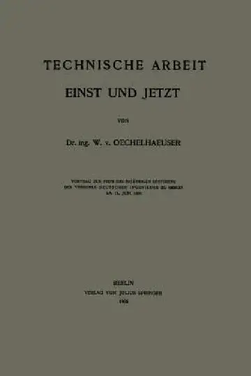 Cover of Technische Arbeit Einst Und Jetzt