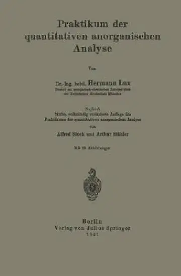 Cover of Praktikum Der Quantitativen Anorganischen Analyse