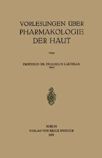 Cover of Vorlesungen Über Pharmakologie Der Haut