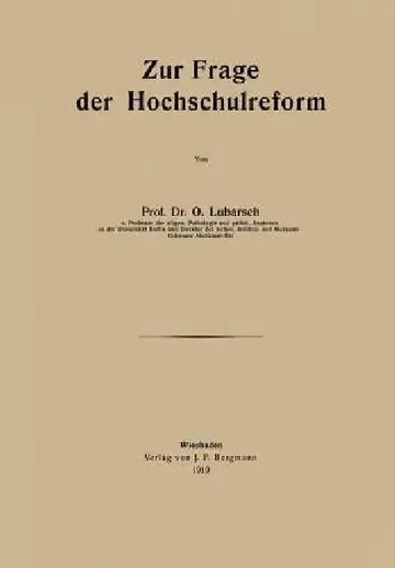 Cover of Zur Frage Der Hochschulreform
