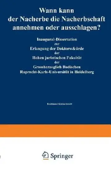 Cover of Wann Kann Der Nacherbe Die Nacherbschaft Annehmen Oder Ausschlagen?