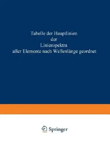Cover of Tabelle Der Hauptlinien Der Linienspektre Aller Elemente Nach Wellenlänge Geordnet
