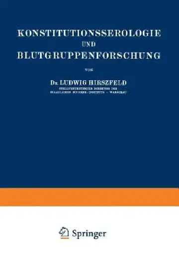Cover of Konstitutionsserologie Und Blutgruppenforschung