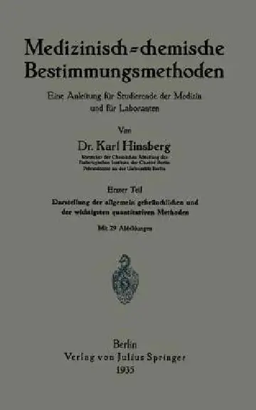 Cover of Medizinisch = Chemische Bestimmungsmethoden