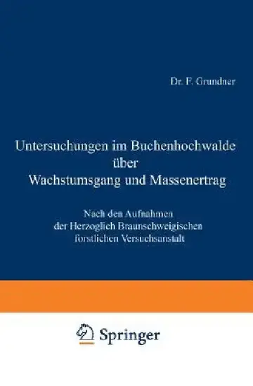 Cover of Untersuchungen Im Buchenhochwalde Über Wachstumsgang Und Massenertrag