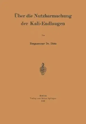 Cover of Über Die Nutzbarmachung Der Kali-Endlaugen