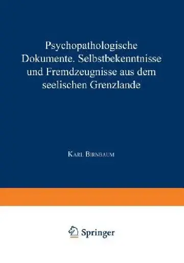 Cover of Psychopathologische Dokumente