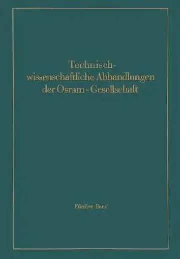 Cover of Technischwissenschaftliche Abhandlungen Der Osram-Gesellschaft
