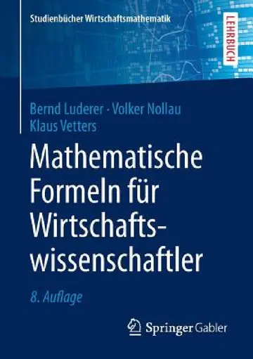 Cover of Mathematische Formeln Für Wirtschaftswissenschaftler