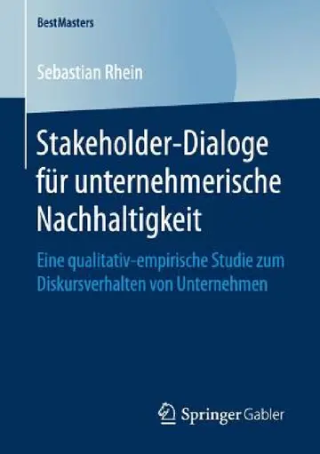Cover of Stakeholder-Dialoge Für Unternehmerische Nachhaltigkeit
