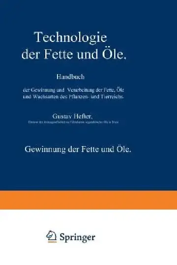 Cover of Gewinnung Der Fette Und Öle. Spezieller Teil