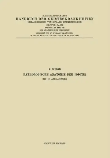 Cover of Pathologische Anatomie Der Idiotie